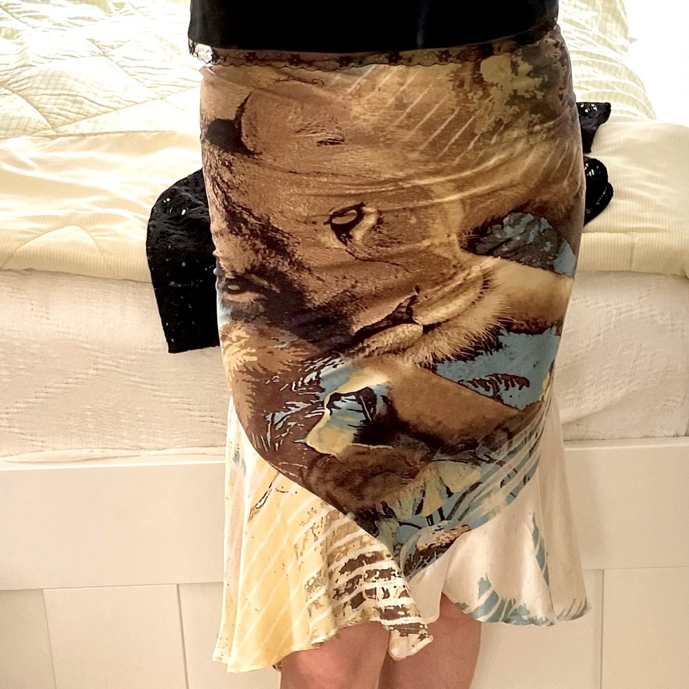 RARE, COLLECTOR’S NWT EUC ROBERTO CAVALLI SILK TROPICAL FITTED FISHTAIL SKIRT